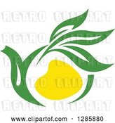 Vector Clip Art of Retro Green and Yellow Tea Pot with Leaves 4 by Vector Tradition SM