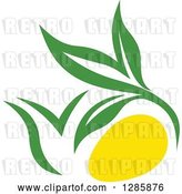 Vector Clip Art of Retro Green and Yellow Tea Pot with Leaves 5 by Vector Tradition SM