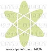 Vector Clip Art of Retro Green Atom over a White Background by Andy Nortnik