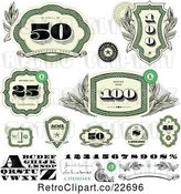 Vector Clip Art of Retro Green Cash Money Number and Letter Design Elements by BestVector