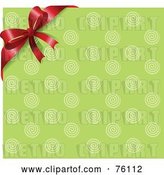 Vector Clip Art of Retro Green Circle Background with a Red Corner Ribbon and Bow by Pushkin