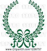 Vector Clip Art of Retro Green Coat of Arms Wreath with Ribbons by Vector Tradition SM