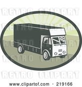Vector Clip Art of Retro Green Delivery Van Logo by Patrimonio