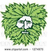 Vector Clip Art of Retro Green Guy Face with Leaves by Patrimonio