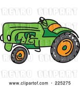 Vector Clip Art of Retro Green Sketched Tractor by Prawny