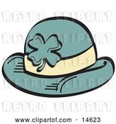 Vector Clip Art of Retro Green St Paddy's Day Hat with a Clover on It by Andy Nortnik