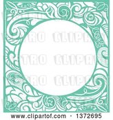 Vector Clip Art of Retro Green Swirl Floral Frame by BNP Design Studio