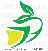 Vector Clip Art of Retro Green Tea Cup with Lemon and Leaves 3 by Vector Tradition SM