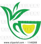 Vector Clip Art of Retro Green Tea Cup with Lemon and Leaves 5 by Vector Tradition SM