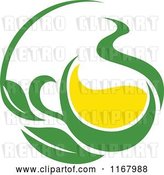 Vector Clip Art of Retro Green Tea Cup with Lemon and Leaves 6 by Vector Tradition SM