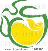Vector Clip Art of Retro Green Tea Cup with Lemon and Leaves 8 by Vector Tradition SM