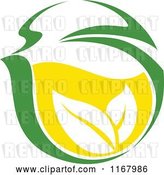 Vector Clip Art of Retro Green Tea Cup with Lemon and Leaves 9 by Vector Tradition SM