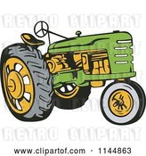 Vector Clip Art of Retro Green Tractor by Patrimonio