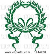 Vector Clip Art of Retro Green Wreath with a Ribbon by Vector Tradition SM
