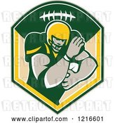 Vector Clip Art of Retro Gridiron American Football Running Back with a Ball in a Shield by Patrimonio