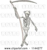 Vector Clip Art of Retro Grim Reaper Skeleton with a Scythe by Patrimonio