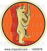 Vector Clip Art of Retro Grizzly Bear Standing Upright in a Circle by Patrimonio