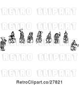 Vector Clip Art of Retro Group of Boys Playing Instruments by Prawny Vintage