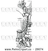 Vector Clip Art of Retro Group of Children Playing on Stairs by Prawny Vintage