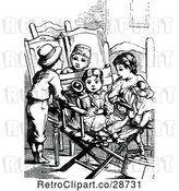 Vector Clip Art of Retro Group of KChildren Playing on a Chair by Prawny Vintage