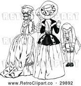 Vector Clip Art of Retro Group of Ladies and Bowing Man by Prawny Vintage