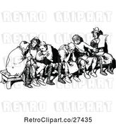 Vector Clip Art of Retro Group of Men on a Bench by Prawny Vintage