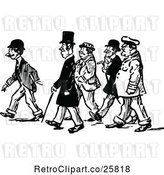 Vector Clip Art of Retro Group of Men Walking by Prawny Vintage
