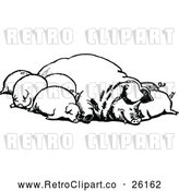 Vector Clip Art of Retro Group of Sleeping Pigs by Prawny Vintage