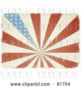 Vector Clip Art of Retro Grungy Antique American Flag Burst Background by