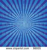 Vector Clip Art of Retro Grungy Blue Ray Background by Pushkin