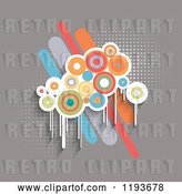 Vector Clip Art of Retro Grungy Circles over Bars on Gray with Halftone by KJ Pargeter