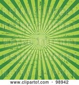 Vector Clip Art of Retro Grungy Green Ray Background by Pushkin