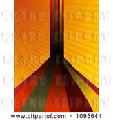 Vector Clip Art of Retro Grungy Stripes Leading Forward and up over Grungy Orange Rays by Elaineitalia