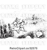 Vector Clip Art of Retro Guards Approaching an Artist in by Picsburg
