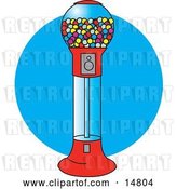 Vector Clip Art of Retro Gumball Vending Machine Full of Colorful Balls of Chewing Gum by Andy Nortnik