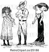 Vector Clip Art of Retro Guy and Girls in Dresses by Prawny Vintage
