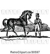Vector Clip Art of Retro Guy and Handsome Horse by Prawny Vintage