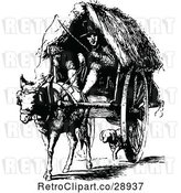 Vector Clip Art of Retro Guy and Horse Drawn Cart by Prawny Vintage