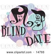 Vector Clip Art of Retro Guy and Lady Grinning at Eachother While on a Blind Date by Andy Nortnik