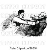 Vector Clip Art of Retro Guy Attacking Another by Prawny Vintage