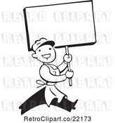 Vector Clip Art of Retro Guy Carrying a Blank Sign by BestVector