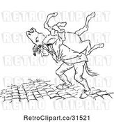 Vector Clip Art of Retro Guy Carrying a Donkey by Prawny Vintage