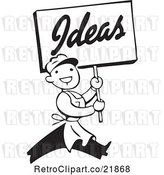 Vector Clip Art of Retro Guy Carrying an Ideas Sign by BestVector