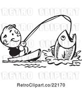 Vector Clip Art of Retro Guy Catching a Giant Fish by BestVector