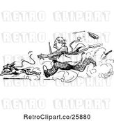 Vector Clip Art of Retro Guy Chasing a Dog by Prawny Vintage