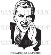 Vector Clip Art of Retro Guy Cupping His Hand Around His Mouth by BestVector