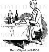 Vector Clip Art of Retro Guy Dining Alone by Prawny Vintage