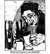 Vector Clip Art of Retro Guy Drinking by Prawny Vintage