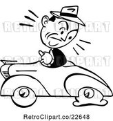 Vector Clip Art of Retro Guy Driving a Car with a Flat Tire by BestVector