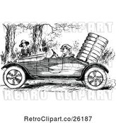 Vector Clip Art of Retro Guy Driving a Vintage Car by a Lady by Prawny Vintage